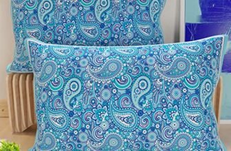 PETTI Artigiani Italiani – Coppia di Federe Cuscino 70×40 cm in Microfibra, Cuscini Arredo Camera da Letto, Divano, Salotto, Set 2 Fodere Copricuscino, Federa Paisley Azzurro, 100% Made in Italy