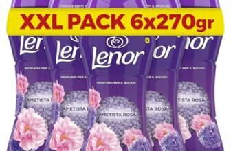 Lenor Profumatore Bucato Perle Profumate Lavatrice, Ametista Rosa, Mega Pacco 6 x 270g, Intensificatore Di Profumo