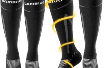 CAMBIVO Calze Compressione Graduata Donna Uomo 2 Paia, Calze Elastiche a Compressione 20-30mmHg, Calze Antitrombo, Gambaletti Compressione Calzini Contenitive per Vene Varicose, Aereo, Sport, Corsa