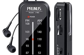 PRUNUS J-985 Mini Radio Portatile, Radiolina Portatile Piccola con Cuffie e Clip Posteriore, Radio FM/AM Tascabile che Supporta Stereo, Radio a Batteria AAA per Pescare, Correre, Camminare.