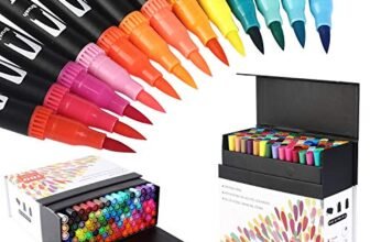 hhhouu 100 Colori Brush Pen Lettering Pennarelli Doppia Punta Fine Acquerellabili Penne da Colorare per Adulti Bullet Journal,Calligrafia, Dsegno, Mandala HO-100B