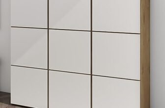 Mai & Mai Scarpiera Portascarpe 135x36x120cm, Porta Scarpe Armadio Scaffale Portascarpe 9 Ante + 18 Scomparti per Ingresso Soggiorno, Camera da Letto Schuhschrank02, Marrone chiaro+Bianco opaco