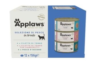 Applaws 100% Natural Wet Cat Food, Multipack Fish Selection in Broth (Pack of 12 x 156g Tins)