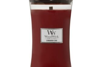 WoodWick Grande a Clessidra Candela Profumata | Cannella Chai | con Stoppino Scoppiettante | Durata della Combustione: fino a 130 Ore