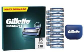 Gillette Mach3 Base 15 Lametta Di Ricambio Per Rasoio Barba Gillette, Con Striscia Lubrificante Per Una Scorrevolezza Fluida E Rivestimento Della Lama Progettato Per Ridurre