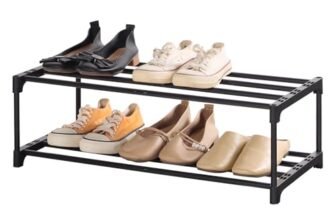 XIANGLV Scarpiera Organizer a 2 Strati, Capacità 6 Paia Di Scarpe, Design Antiruggine, Ldeale Per Dormitori, Case Di Noleggio e Balconi, Lmpilabile Scarpiera Risparmiare lo Spazio L60*P18*A28