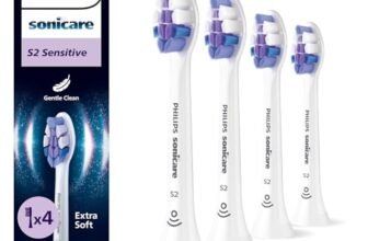 PHILIPS Sonicare S2 Sensitive, testine di ricambio originali, bianco, confezione da 4, HX6054/87, Nuovo, 4 Testine