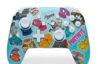 PowerA Controller Senza Fili avanzato per Nintendo Switch – Sticker mania di Fortnite, Nintendo Switch modello OLED, Nintendo Switch Lite, Gamepad, controller di gioco, controller Bluetooth