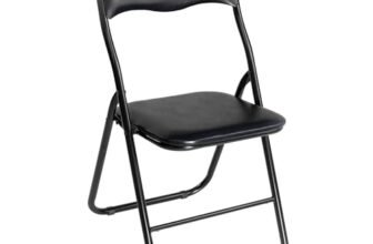 AVANTI TRENDSTORE Procida – Sedia pieghevole in tubolare d’acciaio nero con sedile e schienale imbottiti. Dimensioni LAP ca. 44x79x45 cm