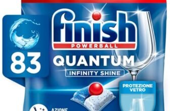 Finish Quantum Infinity Shine Pastiglie Lavastoviglie, 83 Capsule Lavastoviglie, Pastiglie per Lavastoviglie per una Pulizia Profonda e Stoviglie Brillanti