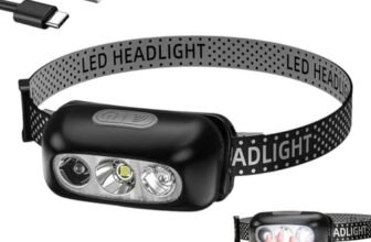 SOKEQTW Lampada Frontale Led Ricaricabile, Lampada Frontale Adatta per il Ciclismo e la Corsa, Attrezzatura da Pesca Adatta all’illuminazione Notturna, Illuminazione Regolabile su Quattro Livelli