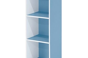 Furinno Luder Libreria a 3 ripiani aperti, Bianco/azzurro