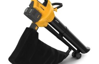 STIGA VS 100e Kit Aspiratore/Trituratore/Soffiatore a Batteria, 2 Batt. 20V 4Ah + Caric. – Sacco 45 l, Motore Brushless 600 W – Ideale per Giardinaggio, Aiuole e Orti
