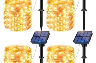 litogo [4 Pacchi] Catena Luminosa Esterno Solare, 12m 120 LED Luci Solari Esterno 8 Modalità Impermeabili Filo di Rame Luci Lucine per Giardino, Natale, Patio, Cancello, Matrimonio, Festa
