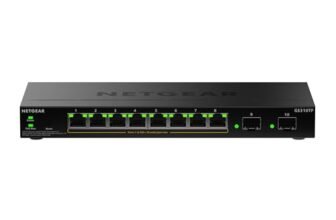 NETGEAR S350 Gigabit Ethernet PoE+ Smart Managed Essentials 10 porte Switch – 8 x 1G PoE+ @ 55 W, 2 x 1G SFP dedicata – Montaggio su tavolo o a muro (GS310TPv2)