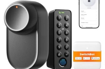 SwitchBot WiFi Smart Lock Ultra Con Tastierino Touchscreen, Serratura Smart Con Impronte Digitali, Serratura Elettronica Con Batteria Ricaricabile, Adatta A Porte Europee, Matter/Alexa/Google