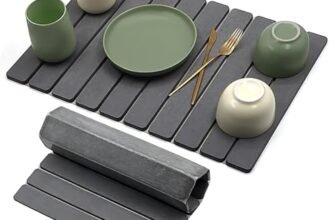 Tappetino Scolapiatti – Tappetino Scolapiatti Assorbente in Terra Diatomacea per Cucina Altamente Assorbente, ad Asciugatura Rapida e Antiscivolo (Grigio Scuro, 60 x 40 cm)