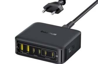 Baseus Caricatore USB C 120W, Stazione di Ricarica a 6 porte, Caricatore Rapido Compatibile con iPhone 17/16/15 Serie, MacBook Air, Galaxy, iPad, und mehr