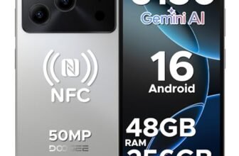 DOOGEE Note 56 Plus Android 16 Smartphone, 48GB+256GB/TF 2TB Telefono Cellulare, 50MP+8MP, 6150mAh Cellulari, 6.56″ 90Hz Octa-Core Telefoni, Fingerprint/Face ID/4G Dual SIM/Widevine L1/NFC – Argento