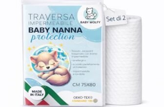 BABY WOLFY 2 Traverse Impermeabili 75×80 cm – Traversine Neonato Fasciatoio, Protezione Letto Neonato, Bambini e Anziani, Assorbenti Lavabili in Cotone OEKO-TEX®, Made in Italy