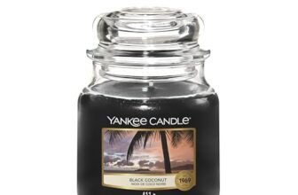 Yankee Candle Candela profumata in giara media | Noce di cocco nera | Durata Fino a 75 Ore