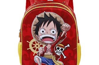 One Piece Luffy-Zaino 3D con Ruote Piccolo, Rosso, 26 x 34 cm, Capacità 12.5 L