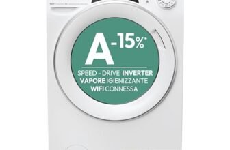 Candy RapidÒ ROW 4856DWMS7-S, Lavasciuga a carica frontale, 8+5 KG, Classe A-15%, 1400 giri, 76 dB, Cicli Rapidi, Partenza Ritardata, Vapore, 16 programmi, Bianco, AxLxP 85x60x54 cm