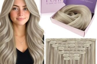 Fshine Clip Lisci Capelli Extension 24 Pollici Veri Clip in Lisci Capelli Extension Capelli Umani 7 Pezzi Evidenziatore Biondo Cenere Con Biondo Candido Capelli 150G Clip Veri Extension Lisce 18P613