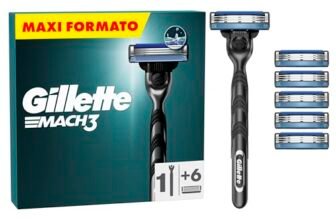 Gillette Rasoio Uomo Mach3 A 3 Lame, 1 Manico + 6 Lamette Barba