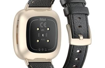 Tuocal Cinturino in Pelle Compatibile per Fitbit Versa 4 / Versa 3 / Fitbit Sense 2 / Sense, Cinturino di Ricambio in Vera Pelle Compatibile con Fitbit Versa 4 / Versa 3 / Sense 2 / Sense Donna Uomo