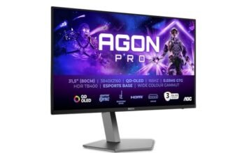 AOC Monitor AG326UD 31.5 pollici, 3840×2160, UHD, 165Hz, QD-OLED Panel, 0.03ms GtG, USB Hub Speakers, Height Adjustment, (HDMI2x 2.1 DP 1x 1.4) Adaptive Sync, HDR400 TrueBlack, G-Sync Compatible, Nero