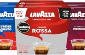 Lavazza A Modo Mio, Mix di Capsule Qualità Rossa, Crema e Gusto, Dek Cremoso, Passionale e Intenso, 180 Capsule Caffè, 5 Confezioni da 36 Capsule
