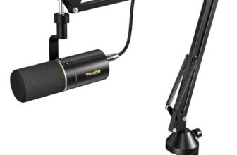 TONOR PC Microfono Dinamico Podcast, USB/XLR Microfoni Gaming con asta, Mic in,etallo Cardioide con Jack da 3,5 mm per Giochi, Podcasting, Streaming, Registrazione Vocale,Youtube, Discord, ASMR,TD510+