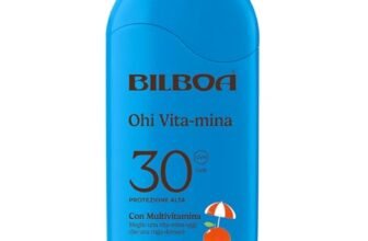 Bilboa Ohi Vita-mina Latte SPF 30, con Multivitamina, Meglio una Vita-Mina Oggi che una Ruga Domani, Resistente all’Acqua, Dermatologicamente Testato – 200 ml