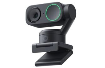 Insta360 Link 2 Pack standard – PTZ 4K Webcam per PC/Mac, Sensore da 1/2″, IA Tracking, HDR, Mic di cancellazione del rumore IA, Controllo gestuale per lo streaming, Videochiamate, Gaming