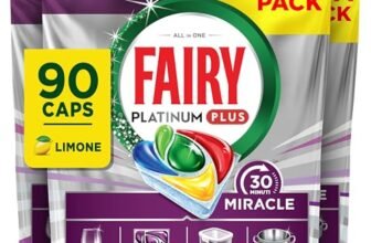Fairy 30 Minuti Miracle Detersivo Pastiglie Lavastoviglie, 90 Capsule, Limone, Il Nostro N.1 Contro Lo Sporco Ostinato, Potente Anche Nei Cicli Brevi, MEGA Pack