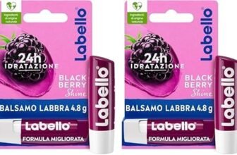Labello Blackberry Shine Burrocacao Labbra 4.8 g, Balsamo Labbra Colorato All’Aroma Di More, Lip Balm Idratante 24H Con Ingredienti Naturali E Pigmenti Colorati (Confezione da 2)