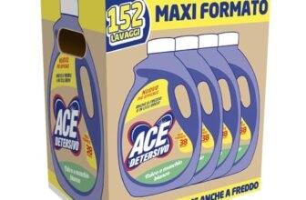 ACE Detersivo Igienizzante Talco & Muschio Bianco – Detersivo Liquido Lavatrice con Fragranza Avvolgente, Rimuove Sporco e Batteri, Pulizia Profonda, Freschezza Duratura, 152 lavaggi