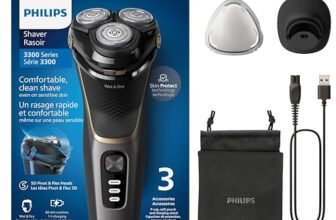 Philips rasoio elettrico serie 3000 – Rasoio elettrico Wet&Dry per uomo, tecnologia SkinProtect, colore Deep Black, rifinitore a scomparsa, supporto di ricarica, astuccio da viaggio (modello S3342/13)