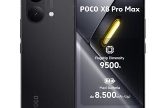 POCO X8 Pro Max, Smartphone 12+256GB, Dimensity 9500s, Batteria 8500mAh (typ), Display AMOLED ultra luminoso, Fotocamera da 50MP con OIS, Nero, Garanzia 2 anni+1 anno extra, Caricatore non incluso