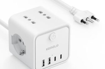 Ciabatta Elettrica Multipresa con 4 Prese Universali 10/16A ITA e Schuko, 2 M Prolunga Elettrica con 2 USB A+2 USB C,Presa Multipla Spina Piatta Salvaspazio con Interruttori per Casa, Ufficio Nero