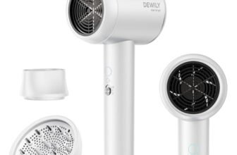 Ionico Phon Capelli con Diffusore – DEWILY 1800W Asciugatura Rapida Asciugacapelli Domestico Phon Capelli Professionale, 2 Velocità/4 Temperature, Potente Portatile Piccolo Phon da Viaggio, Bianco