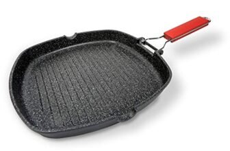 Moneta Bistecchiera antiaderente, 28x28cm Pro Grill con manico pieghevole anche per induzione
