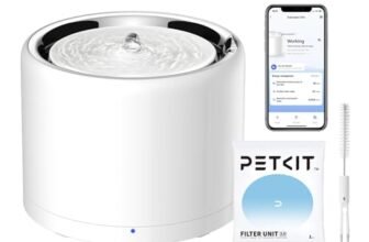 PETKIT Fontana Intelligente per Gatti e Cani, Rivestimento in Acciaio Inossidabile, non Facile da Nascondere Batteri (Pompa dell’acqua Senza Fili, Fontana Cablata)