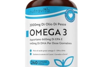 Nutravita Omega 3 2000mg con 660mg EPA e 440mg DHA, 240 Omega 3 Capsule per 4 Mesi di Fornitura, Integratori per Donne e Uomini, Integratore Omega 3 con Olio di Pesce Fish Oil
