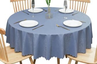 GOEXCPL Tovaglia rotonda in PVC, Addensata Impermeabile e antimacchia, Resistente ai graffi, Azzurro Diametro 180 cm