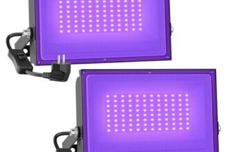 Onforu 2 Pezzi 60W Faretto UV LED, Faro Luce Nera LED, Proiettore UV LED IP66 Impermeabile, Blacklight Decorare per Acquario, Festa, Pittura Fluorescente, Poster Fluorescente, Bar