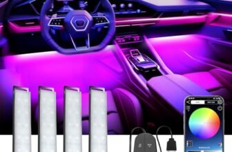 YiLaie LED Auto Interni, luci Ambiente Auto con App E Controller,porta USB,16 Milioni di Colori, Modalità Musica, Accessori Interno, LED Macchina Interni