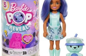 Barbie – Chelsea Pop Reveal Serie Bubble Tea, bambola con 5 sorprese profumate tra cui una mini bambola, cucciolo interattivo ed effetto cambia colore, giocattolo per bambini, 3+ anni,HRK63