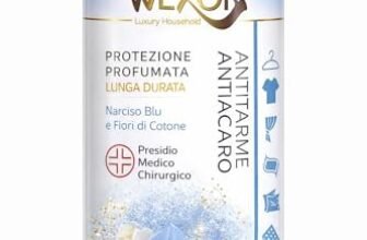 HOME PRO Wexor Spray Tarmacid Antitarme e Antiacaro Profumato, Deodorante con Narciso Blu e Fiori di Cotone, 400ml